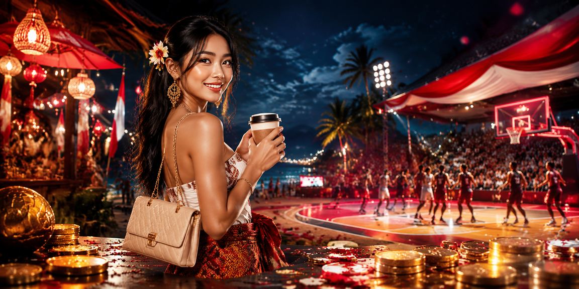 Pengguna menonton pertandingan basket sambil menikmati kopi dan mengakses platform taruhan